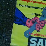 Old advertising poster Saviem Mécanique Garage Renault