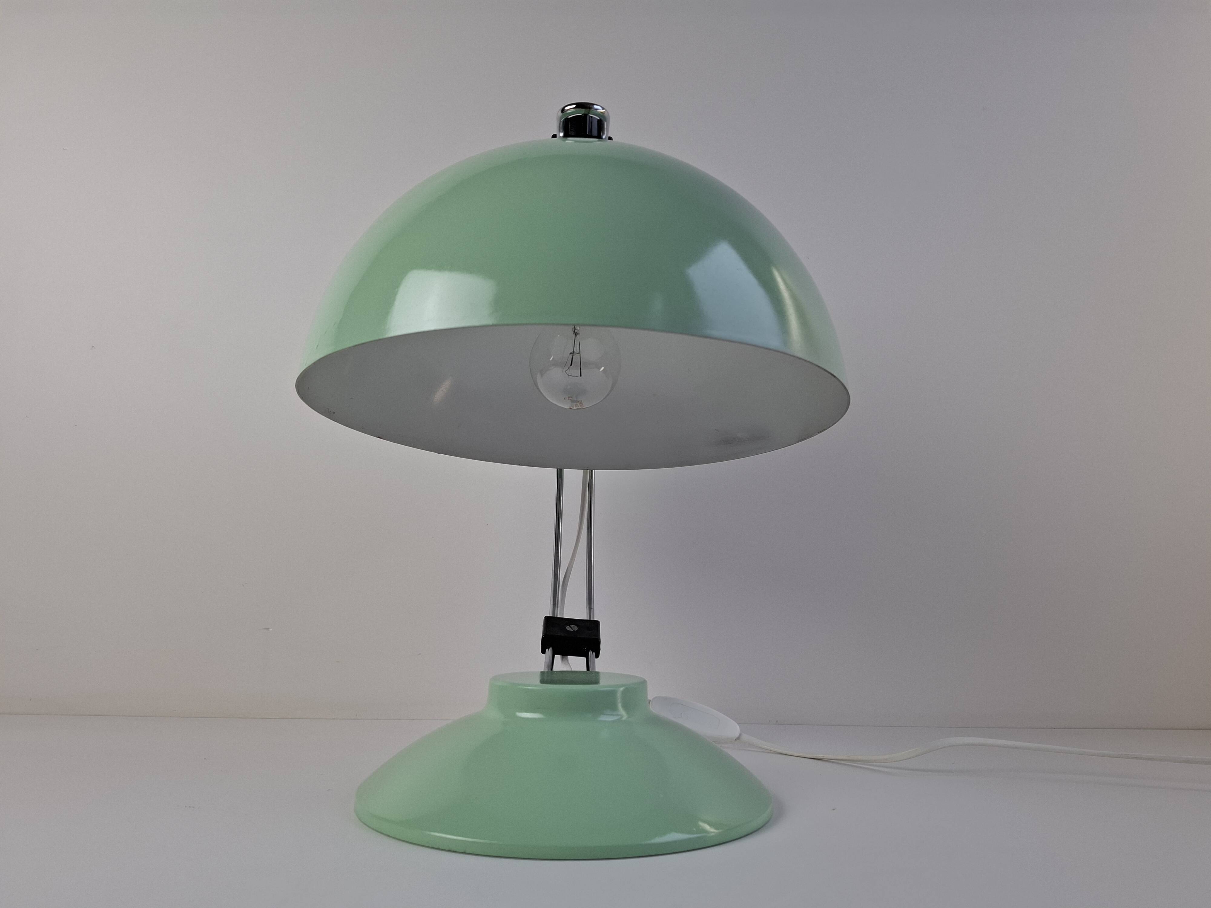 Mid-Century Mint Green Czech Desk Lamp with Chrome and Adjustable Shade