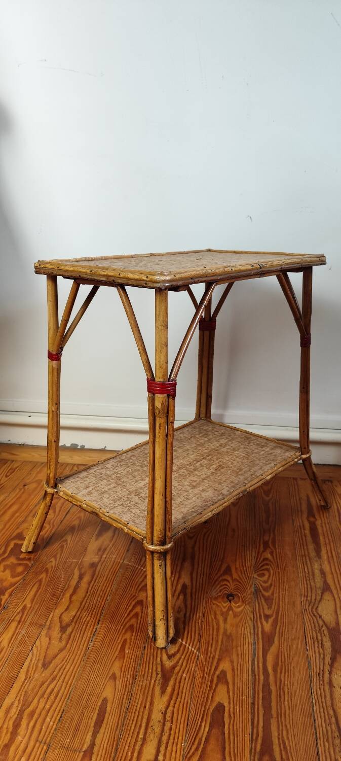 Rattan and cork side table