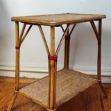 Rattan and cork side table