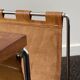 Vintage side table / newspaper holder in leather, chrome-plated steel rosewood, ca 1970
