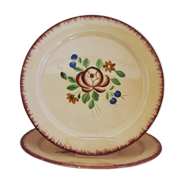 Lot de 2 assiettes à dessert Aurore des faïenceries Longchamp