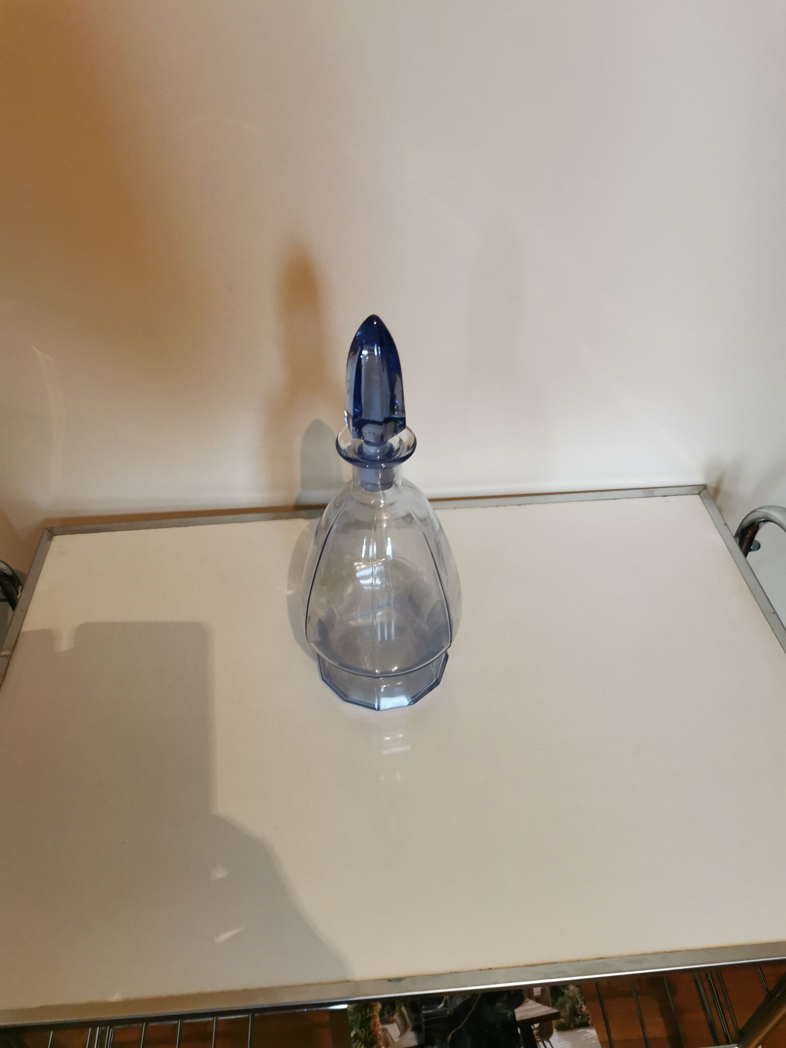 Art Deco decanter in blue glass