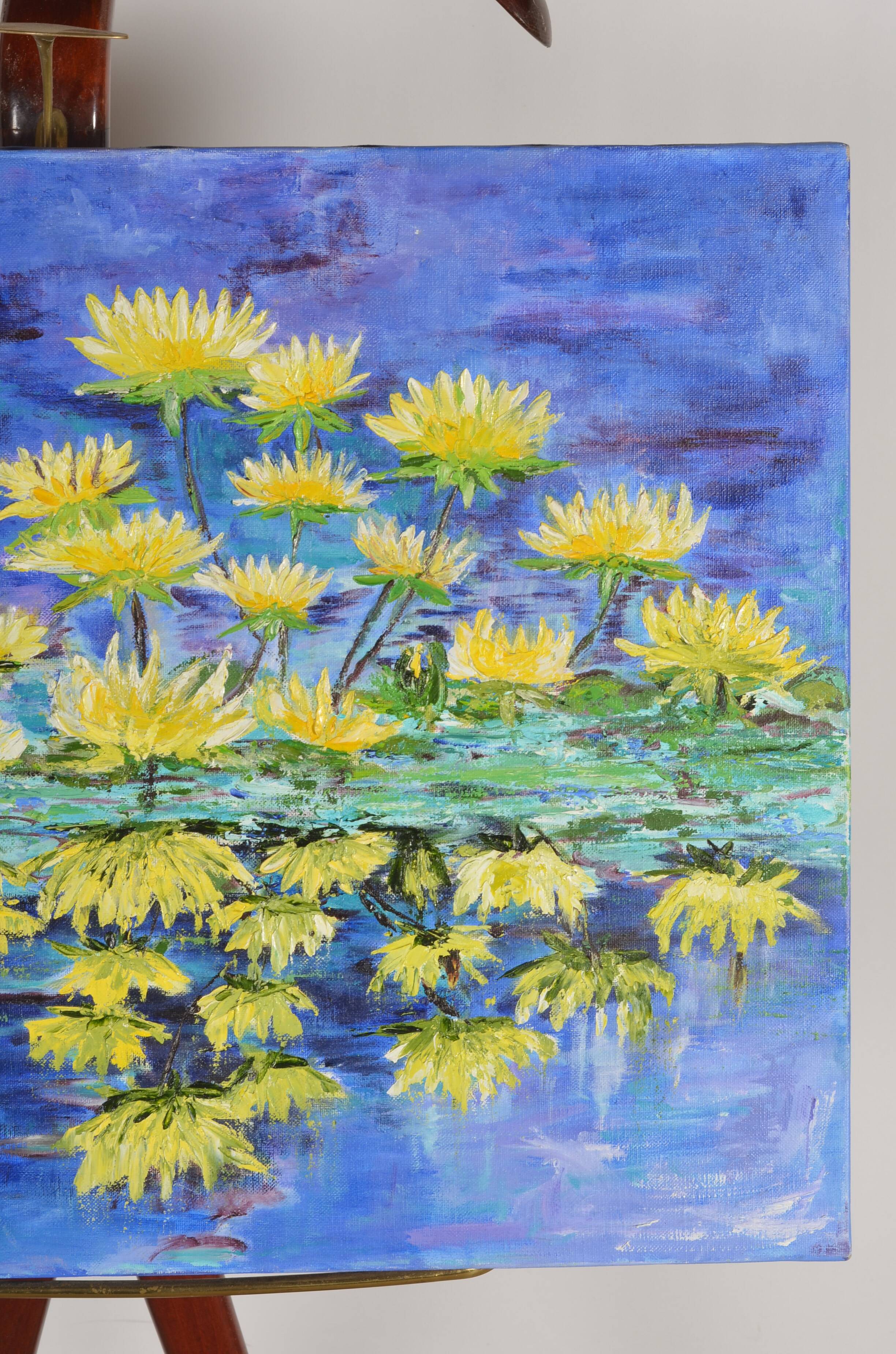 Oil on canvas water lilies