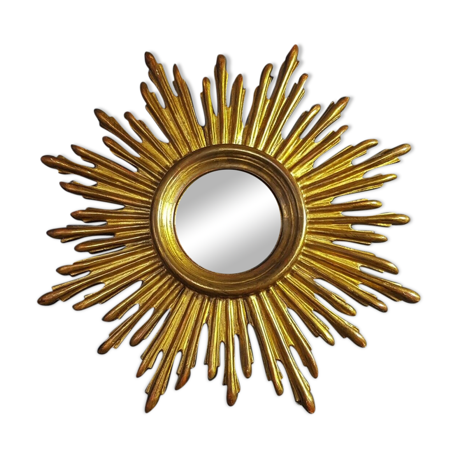 Witch-carved wood mirror - gilded