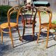 6 Thonet Fischel bistro chairs and others in curved wood from the early 20th century