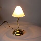 Lampe de table décorative en laiton et verre laiteux, vintage