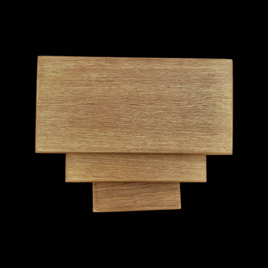 Trio of Brutalist nesting tables in solid oak – 1960s/70s