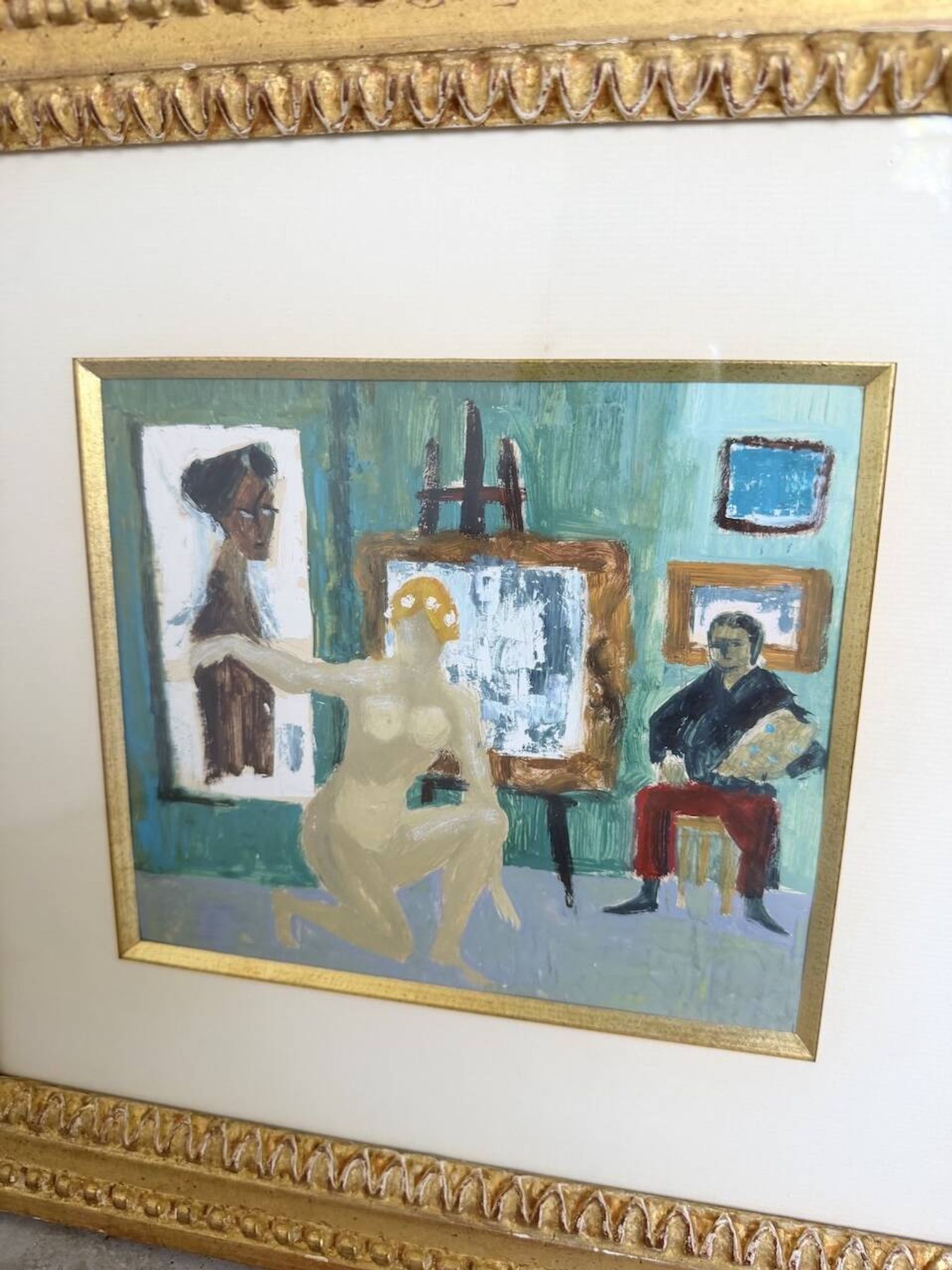 Huile modèle nue encadrée