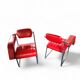 2 chaises en cuir rouge par Eileen Gray pour Alivar