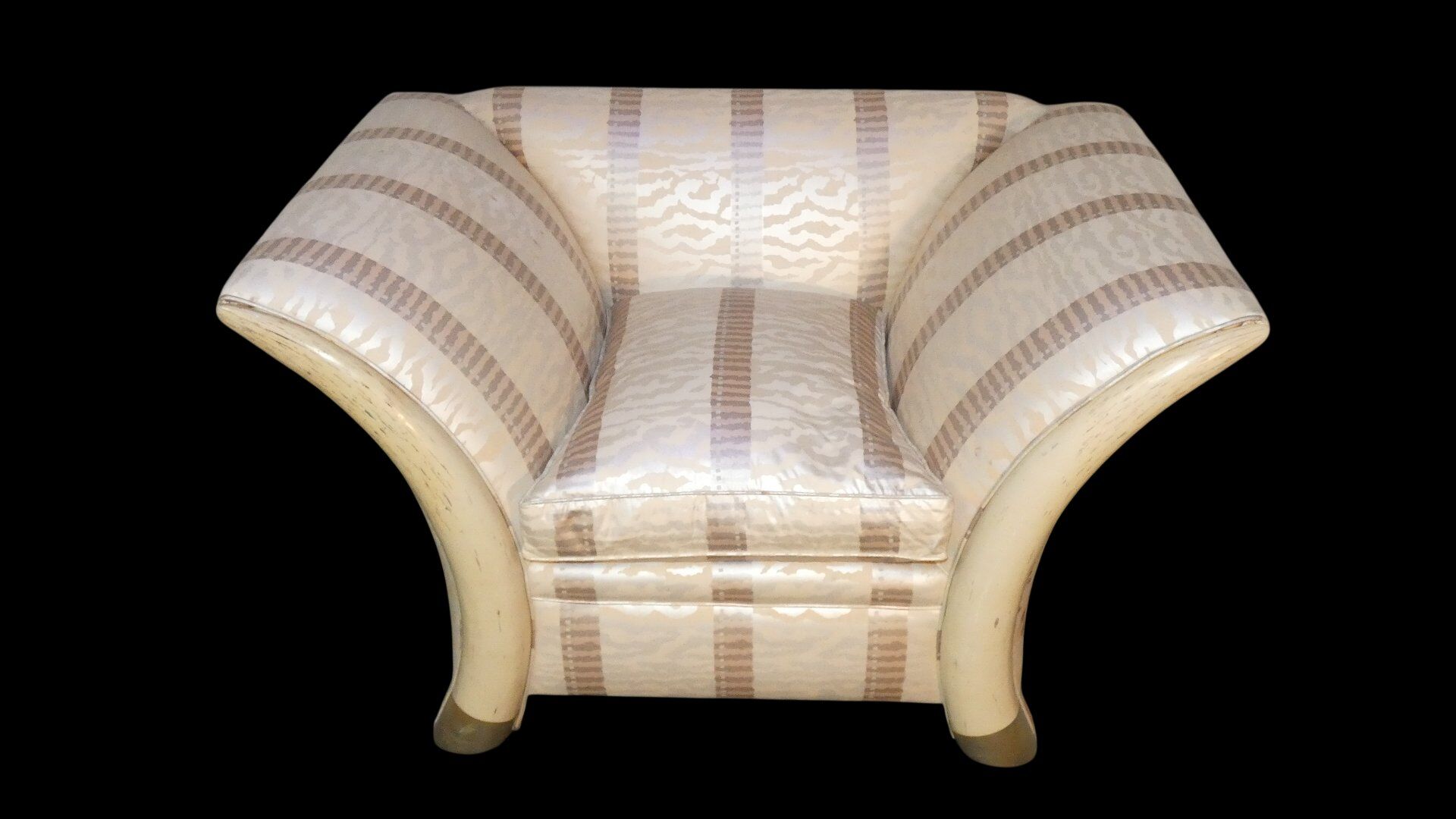 Sofa and armchair in colonial style with saber legs in resin, Italy, 1970s.