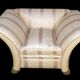 Sofa and armchair in colonial style with saber legs in resin, Italy, 1970s.
