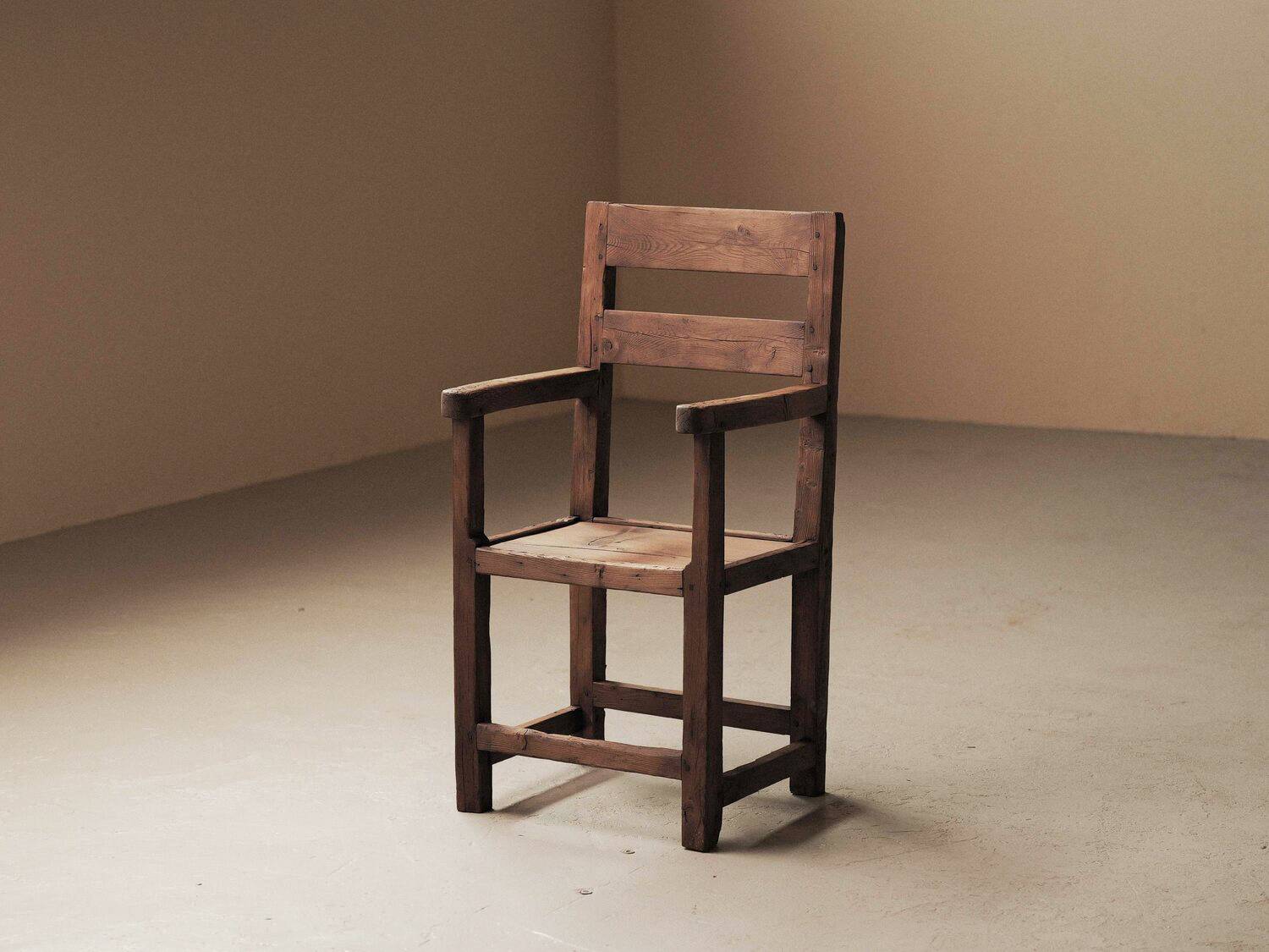 Mountain armchair in larch and pine, around 1900