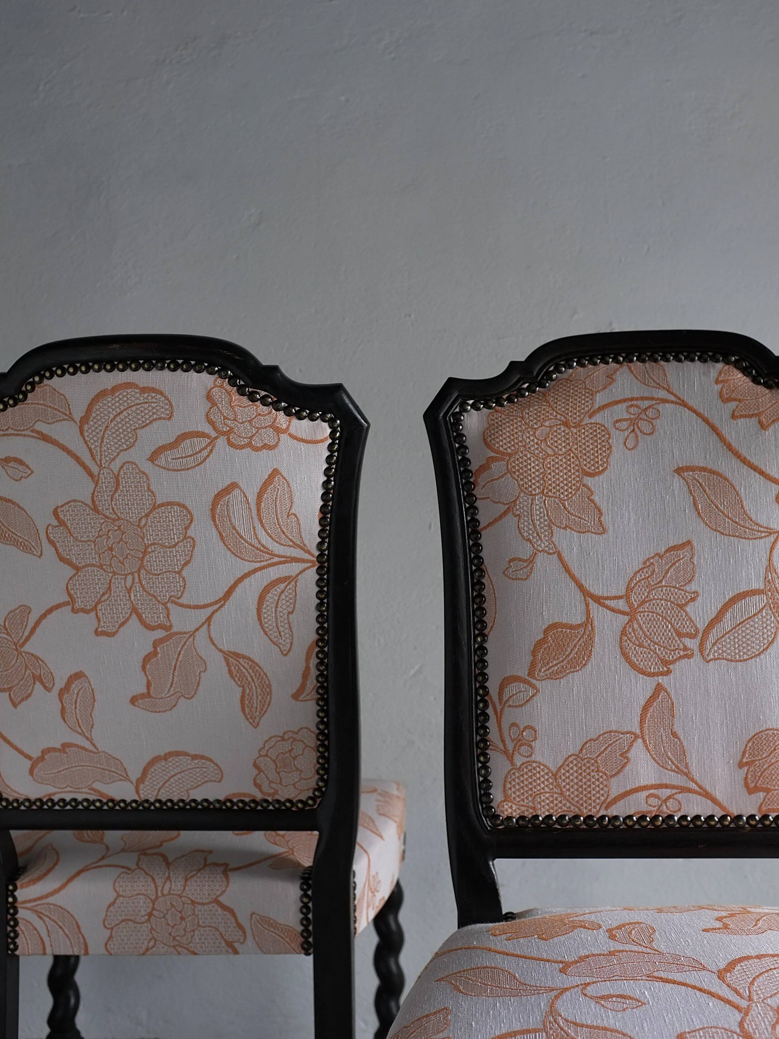 2 oak chairs | Barley twist legs | Sweden | 1920s
