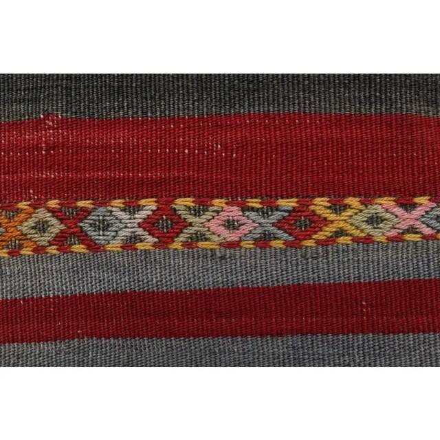 Vintage Turkish Oushak Handmade Wool Cotton Black Red Runner Rug 70x200