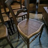 Series of 6 chairs in solid walnut and canework circa 1870