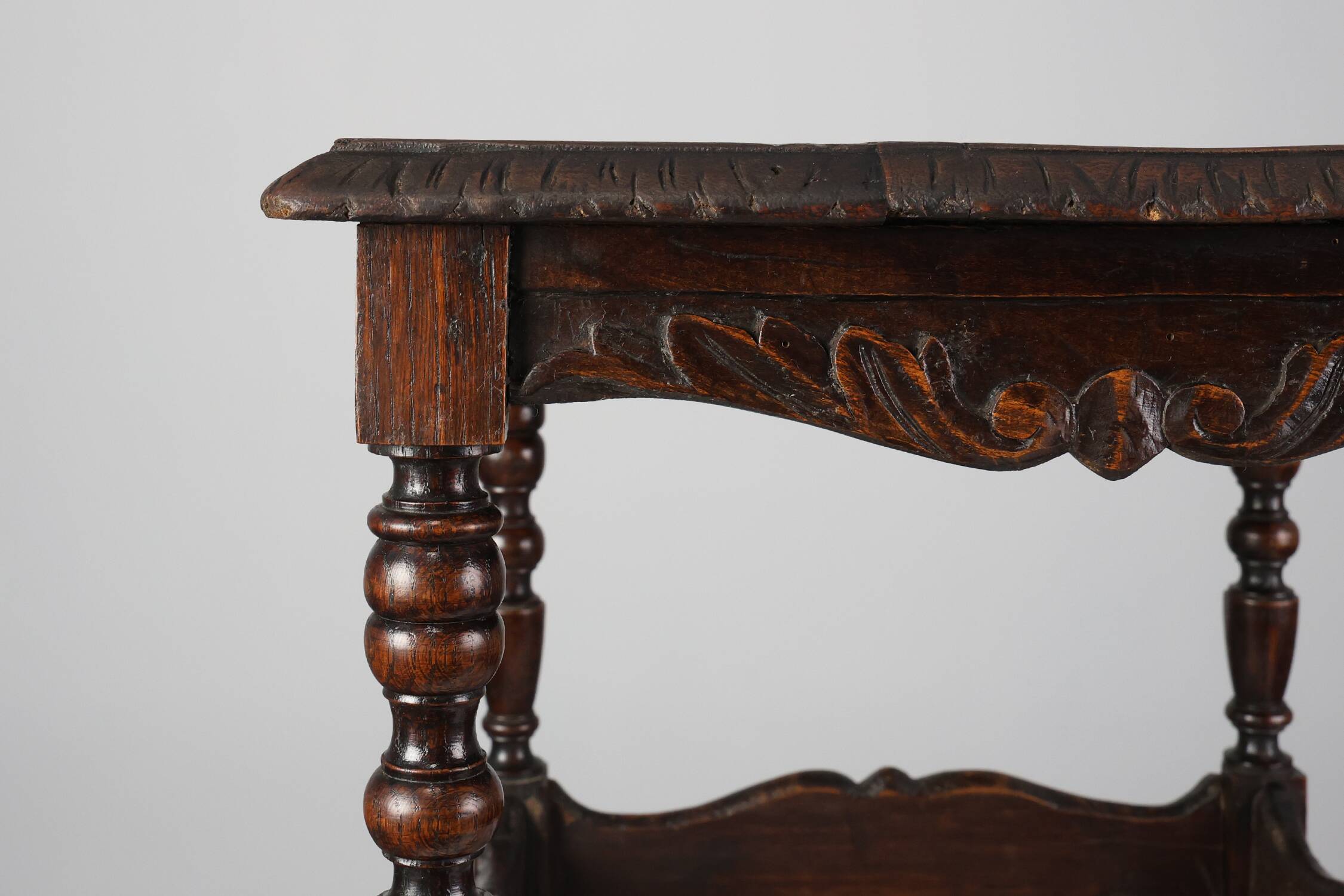 Oak carved square Side Table, Belgium 18th Century