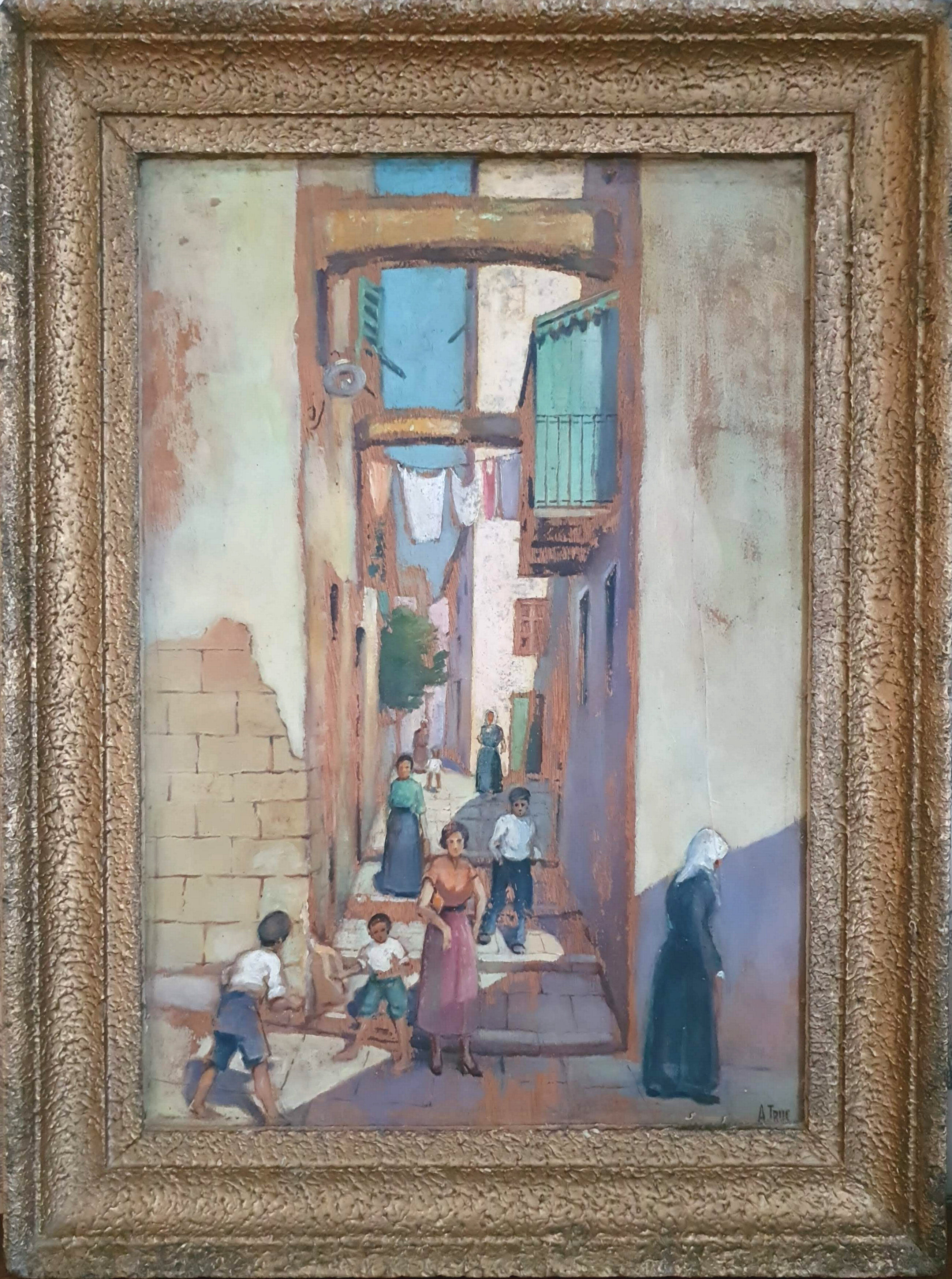 Painting on wood 50X38 cm gilded frame