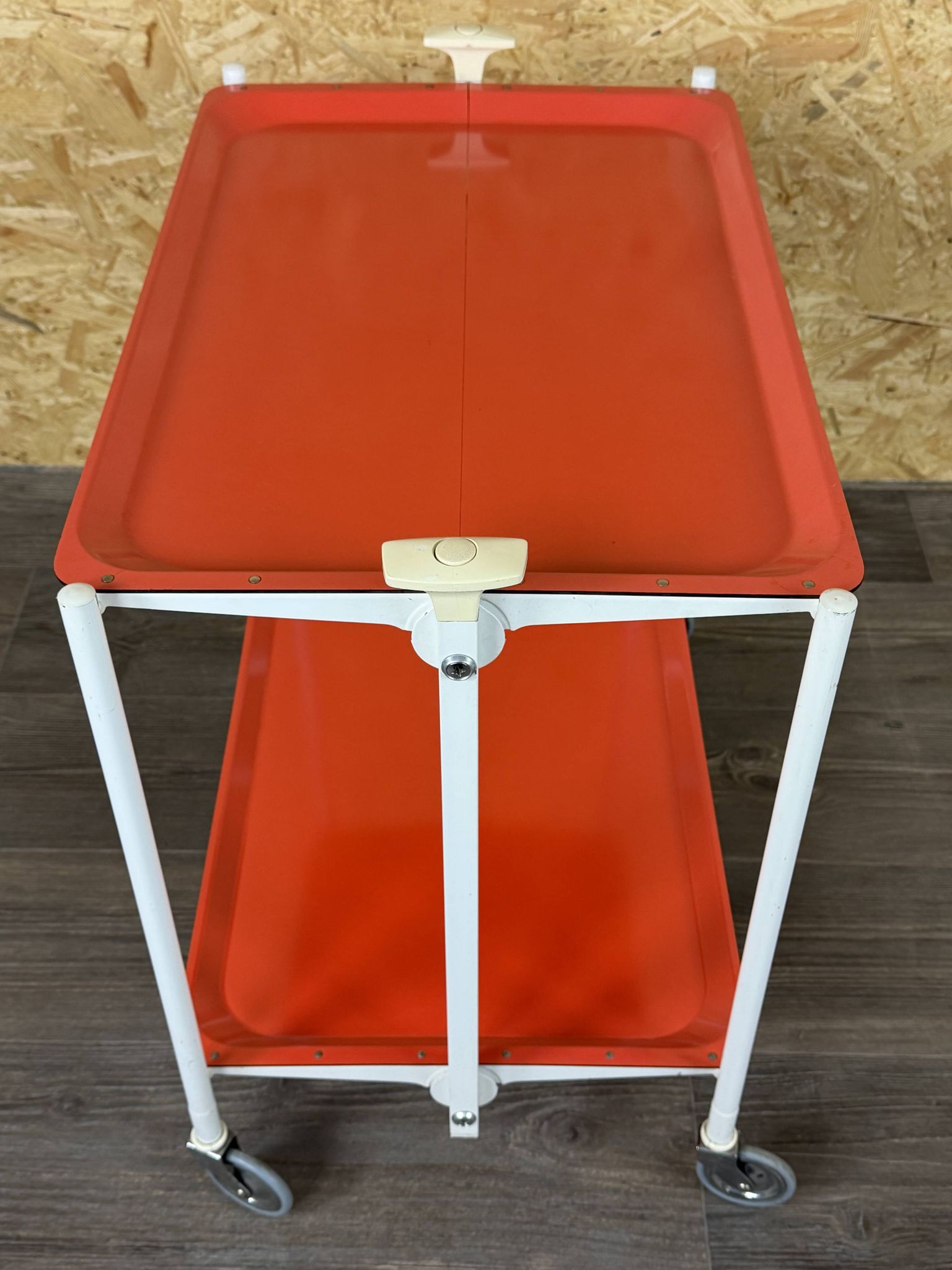 1960s 1970s Serving Cart Dinette Side Table Orange Space Age Design