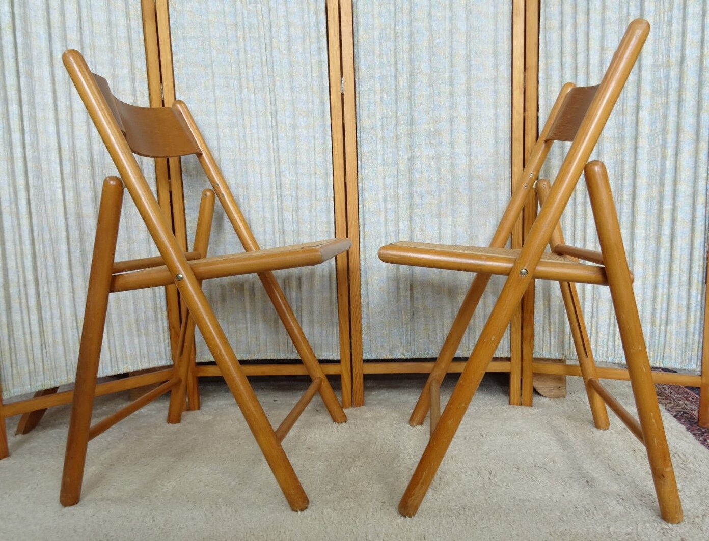 Pair of canned folding chairs