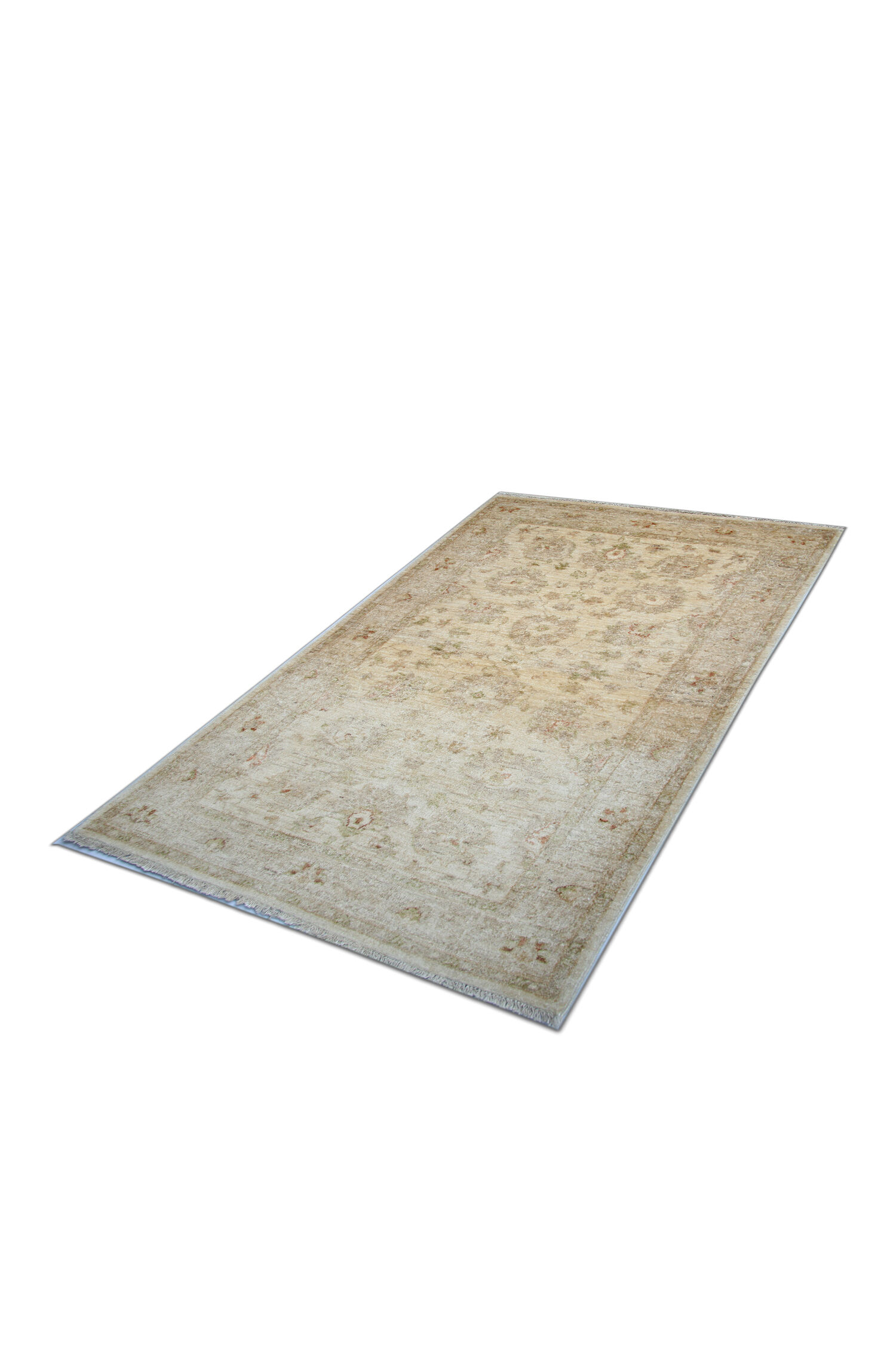 Cream Wool Rug Handmade Ziegler Carpet 83x188cm