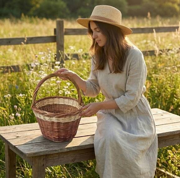 Woven willow basket handcrafted