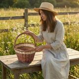 Woven willow basket handcrafted