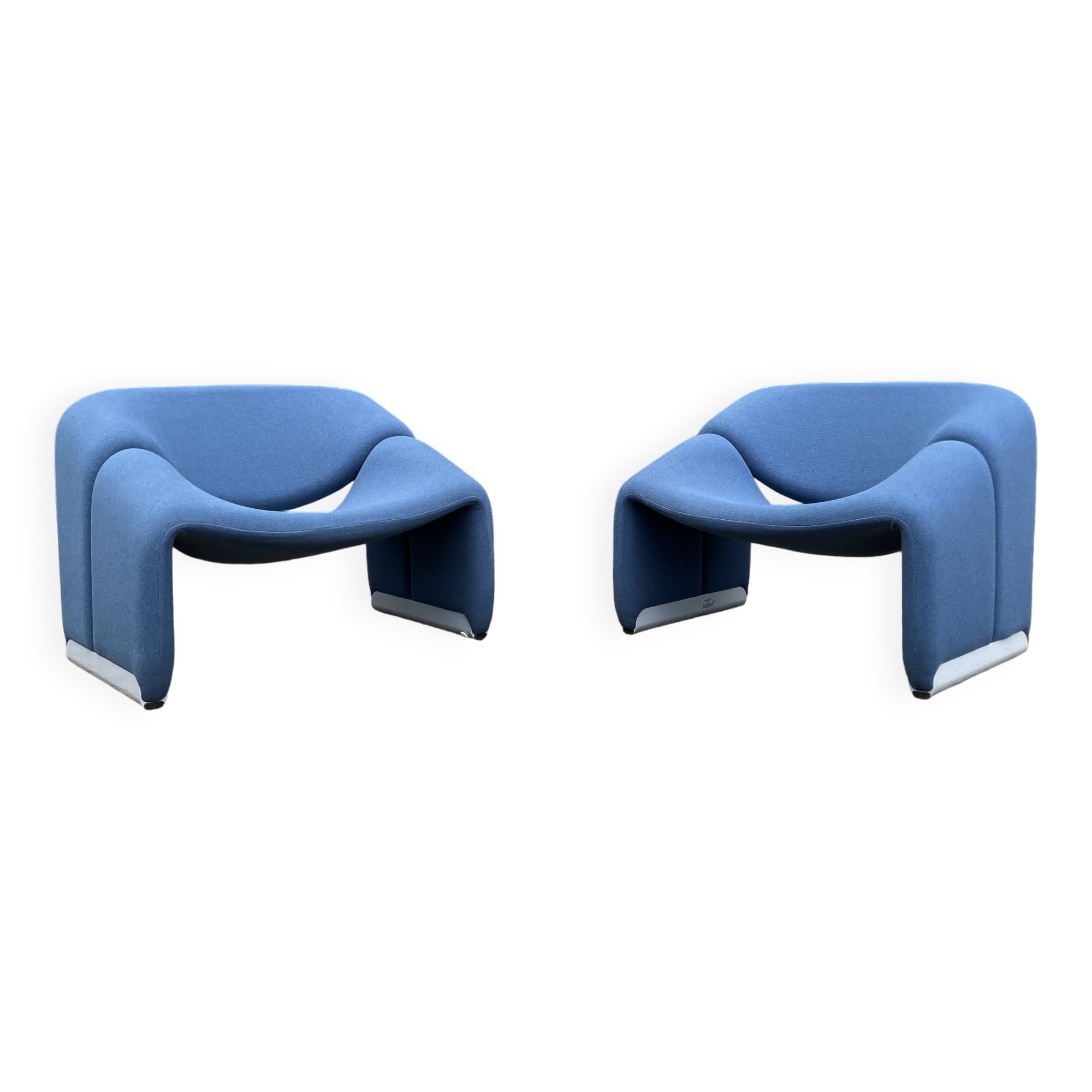 2x Artifort Groovy F598 (M-chair) blue, perfect state! Pierre Paulin