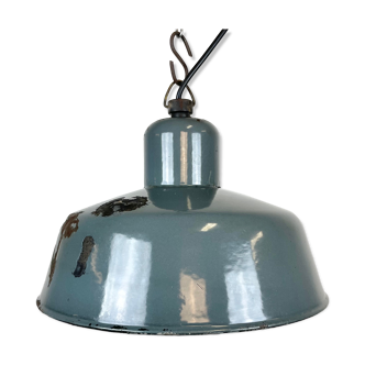 Industrial grey enamel pendant lamp from siemens, 1950s