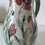 Stoneware pitcher with poppy decoration – Laurence Petit – Atelier de Prusly