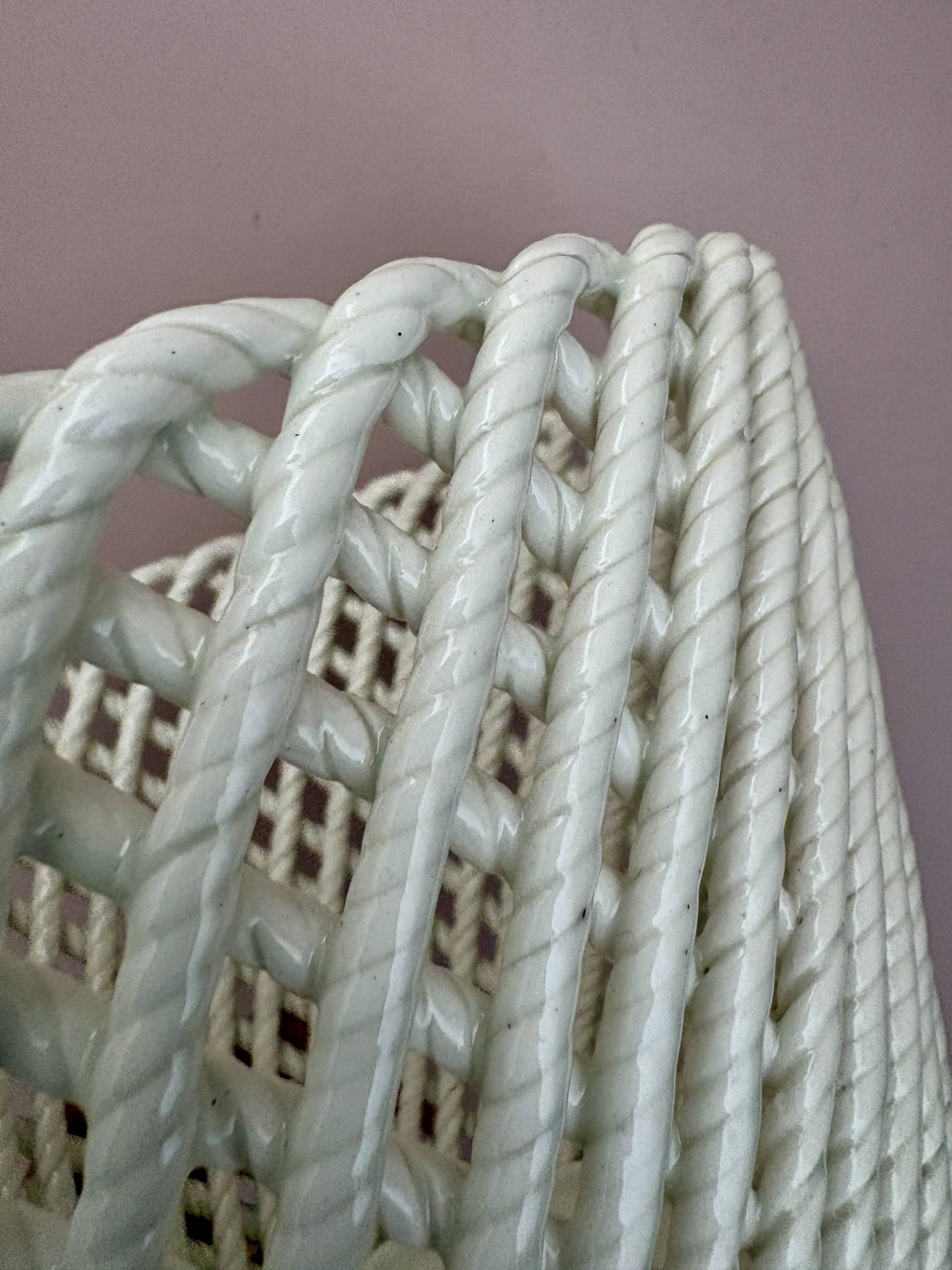Vintage woven ceramic plant pot