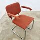 Pair of Marcel Breuer B64 Knoll armchairs in coral fabric