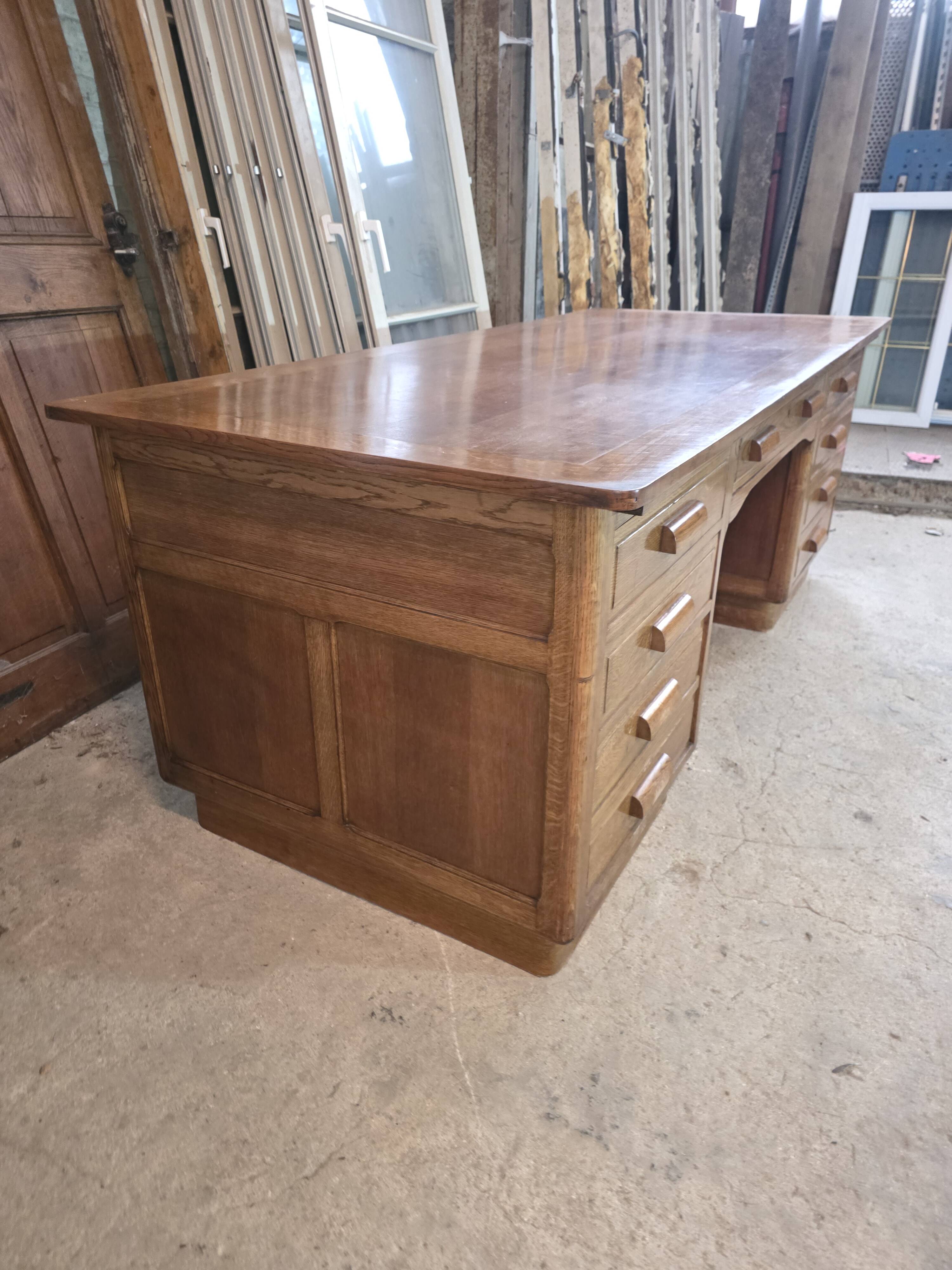 Bureau ministre XXL en chêne , 220 × 95 cm