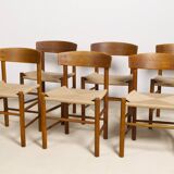 Set of 6 Oak dining chairs 'j39' by Borge Mogensen, 1960s