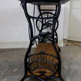 industrial cast iron and marble console table