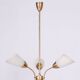 Mid-Century Chandelier in Brass and Frosted Glass, Czech, 1950s