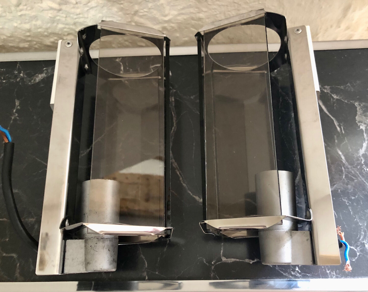 Smoked glass wall lamps