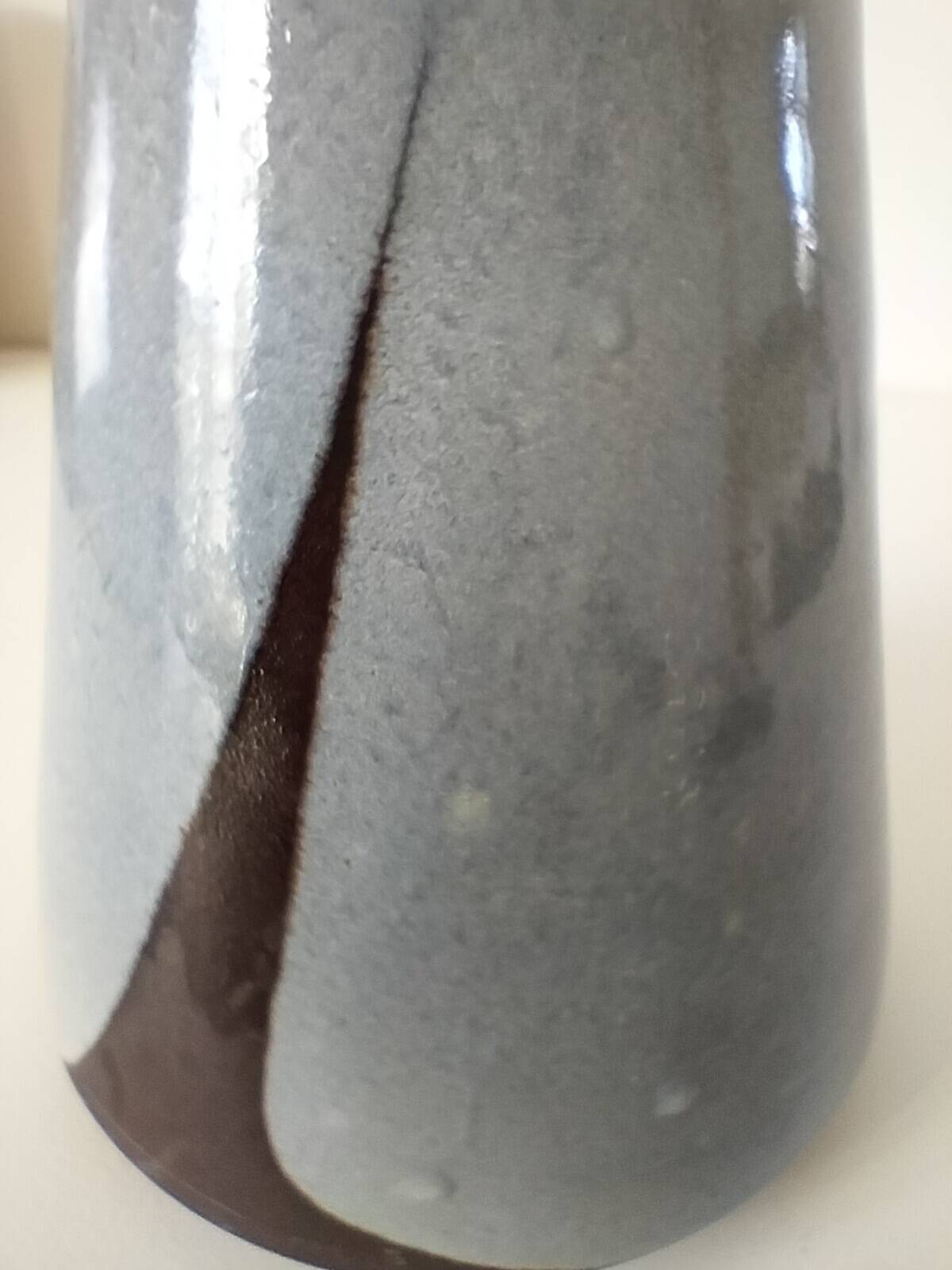Glazed blue ceramic vase, Puisaye spirit, signed.