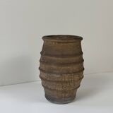 Vintage brown terracotta large vase, France, 1960.