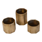 Set of 3 Swedish brass candlesticks
