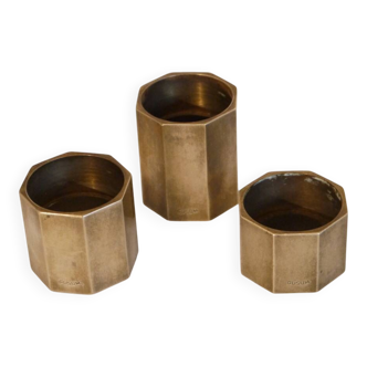 Set of 3 Swedish brass candlesticks