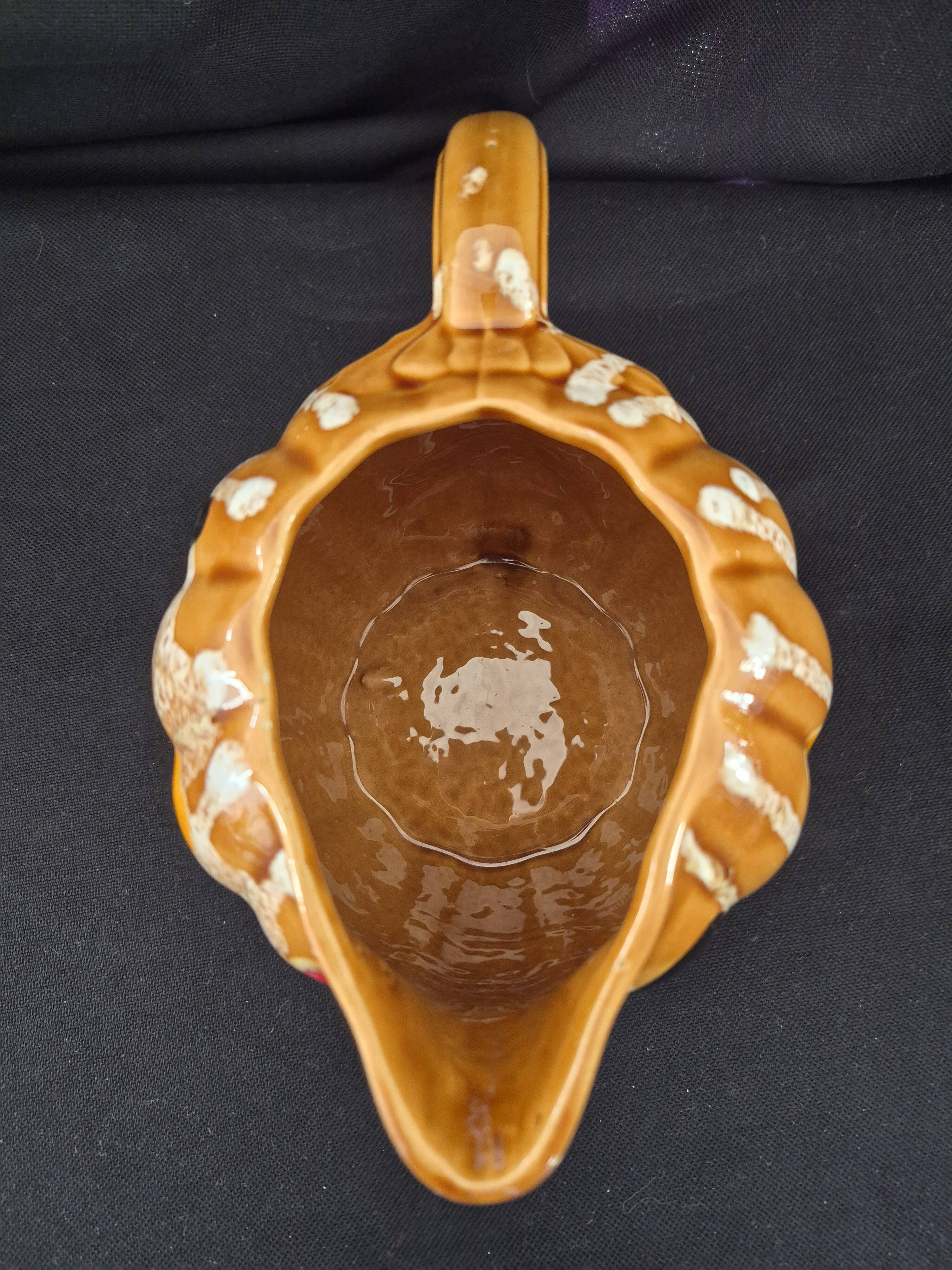 Melon-shaped ceramic jug, signed Poët-Laval, Cavaillon.