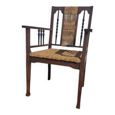 Vintage fauteuil chaise en cordes tressees