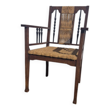 Vintage fauteuil chaise en cordes tressees