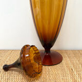 Large XL candy jar Empoli Italy in amber blown glass - 1960s