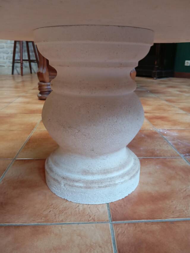 Table basse de forme octogonale en pierre naturelle et verre année 80/90