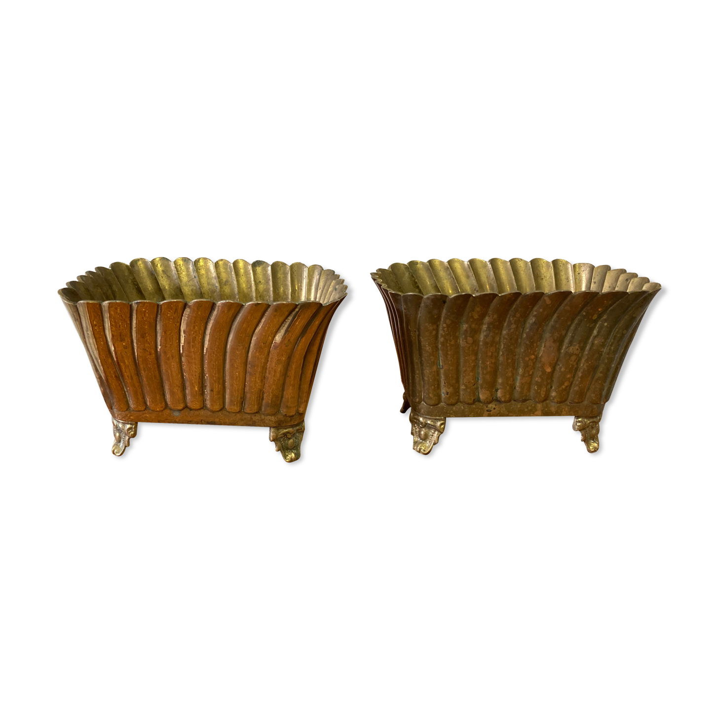 Pair of brass planters