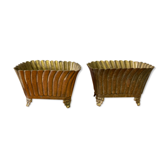 Pair of brass planters