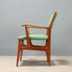 Vintage wooden and fabric armchair, Italian design from the 1950s.