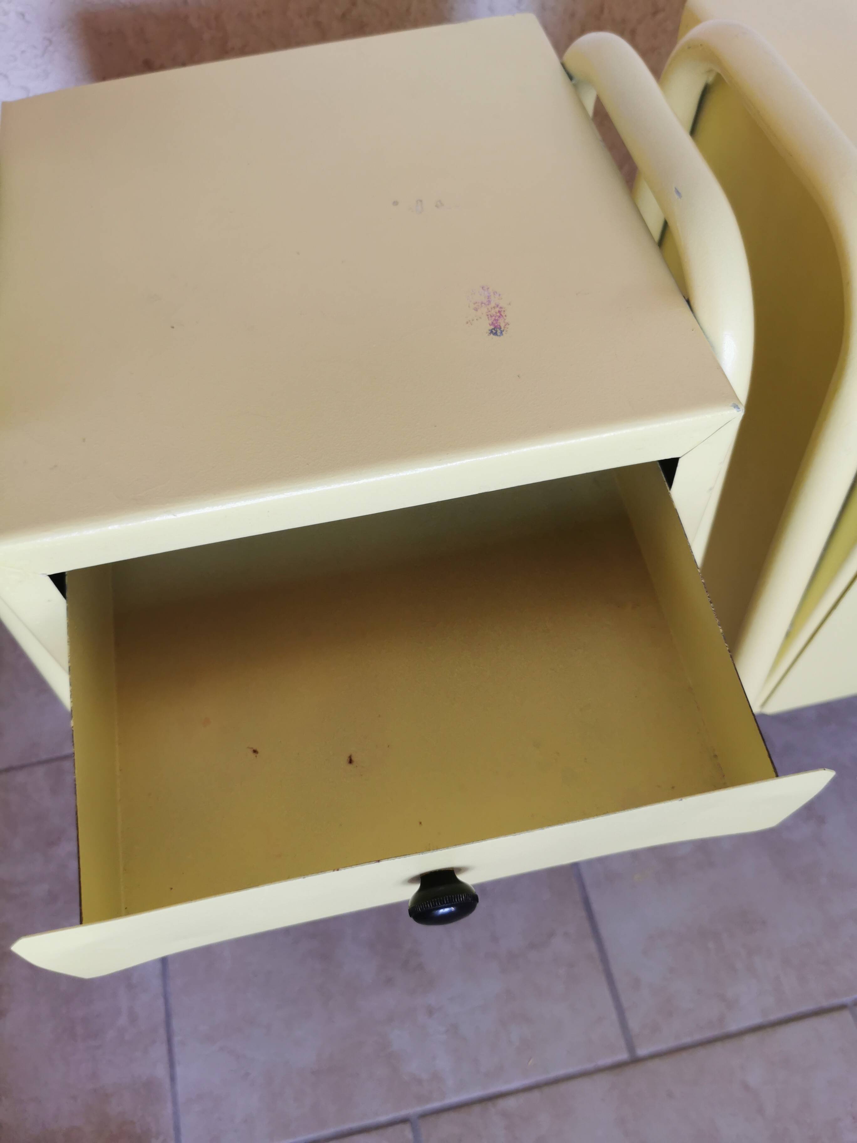 Pair of boarding school bedside tables